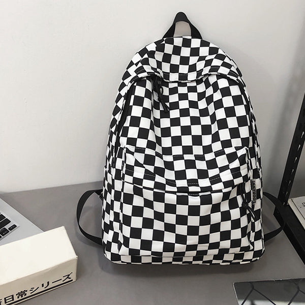 Checkered Canvas Backpack