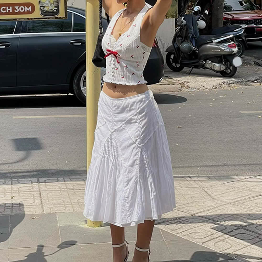 French Summer Cherry Halter Top