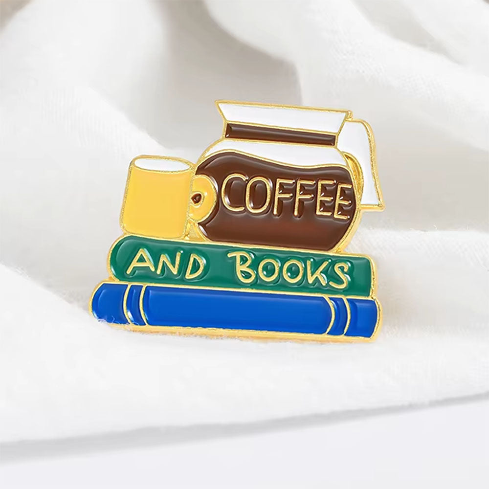 Coffee & Books Brooch Pin