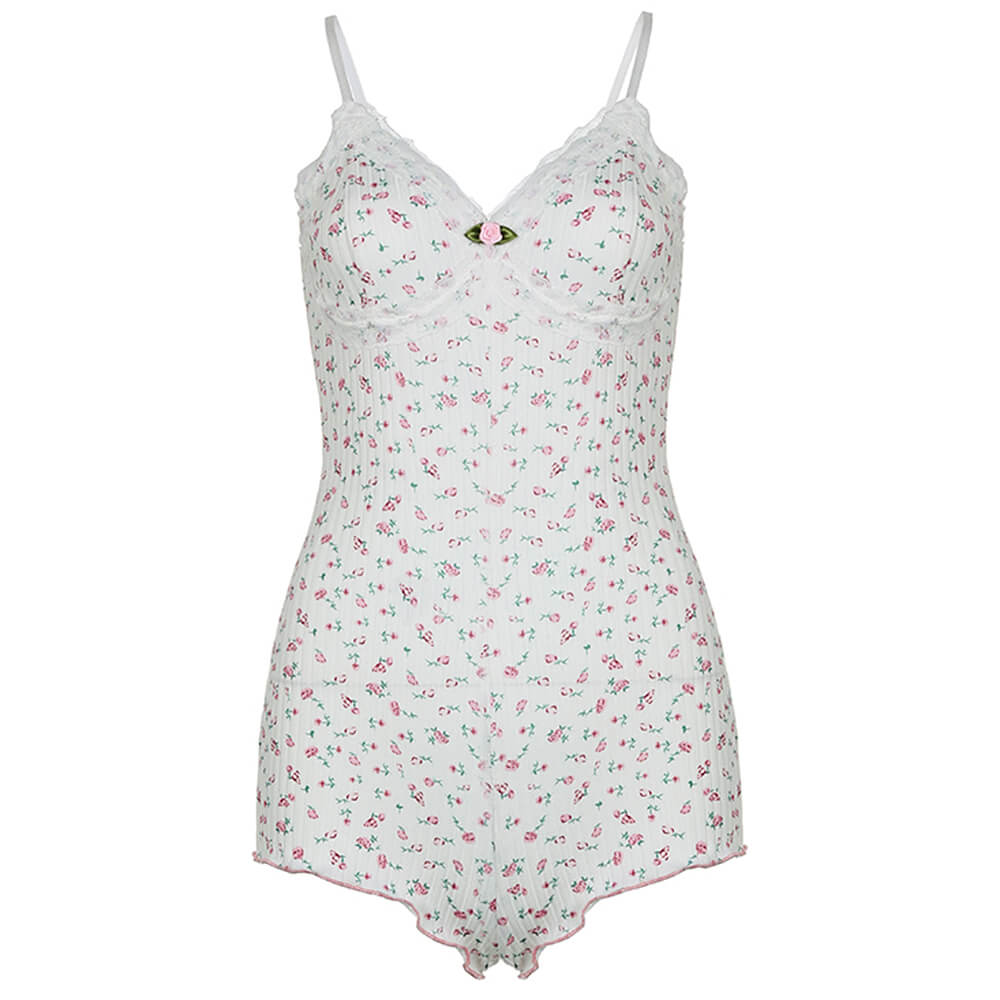 Coquette Aesthetic Floral Romper