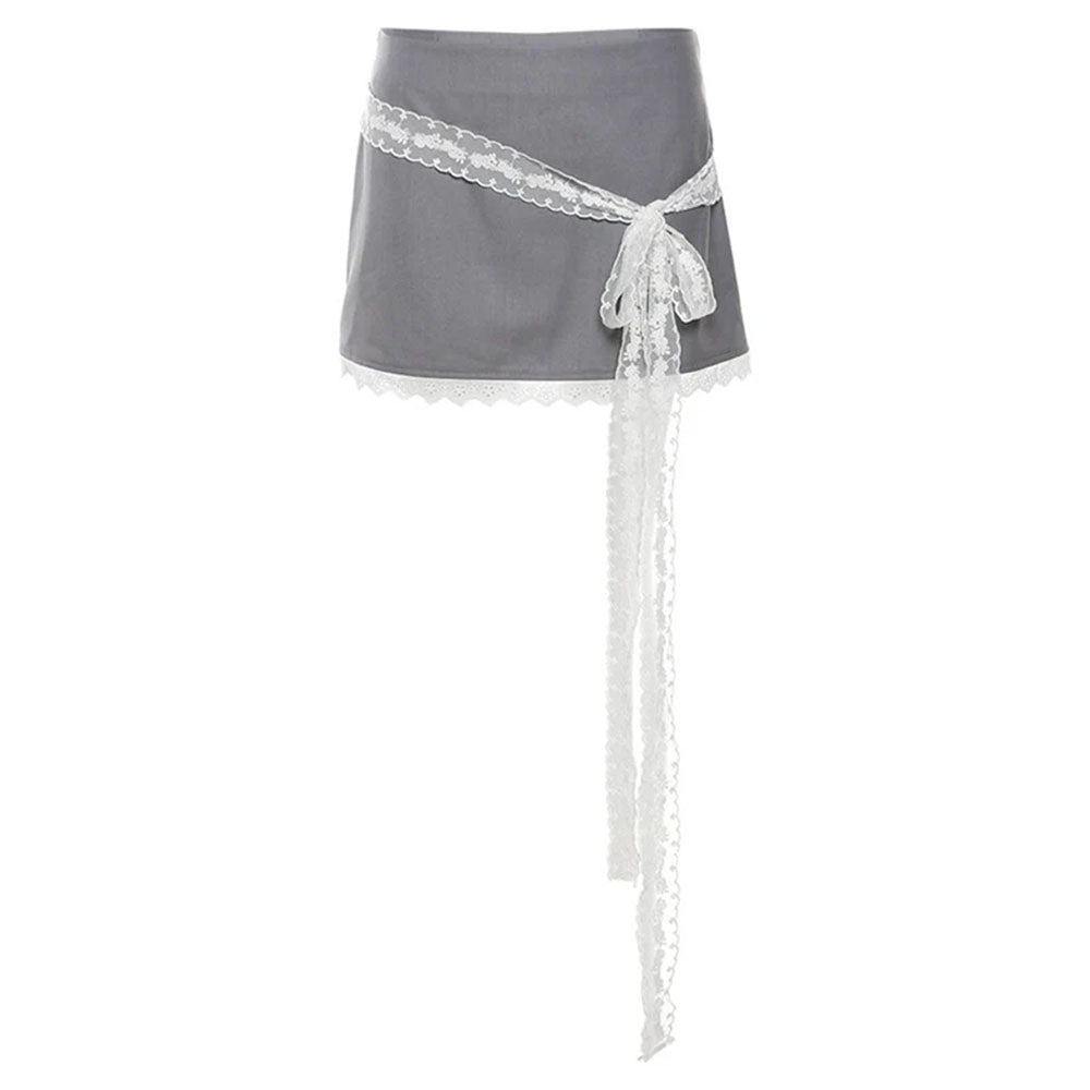 Coquette Aesthetic Lace Bow Skirt