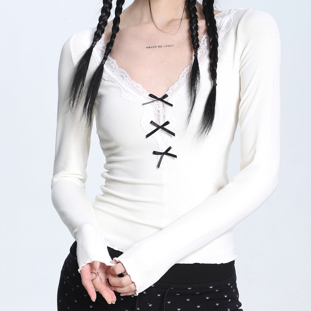 Coquette Aesthetic V-Neck Top