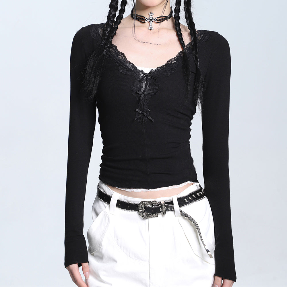Coquette Aesthetic V-Neck Top