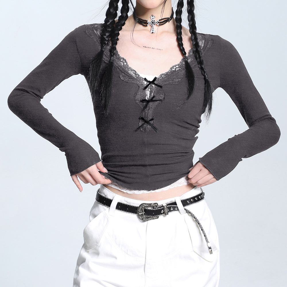 Coquette Aesthetic V-Neck Top