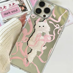 Coquette Bow & Kitten iPhone Case