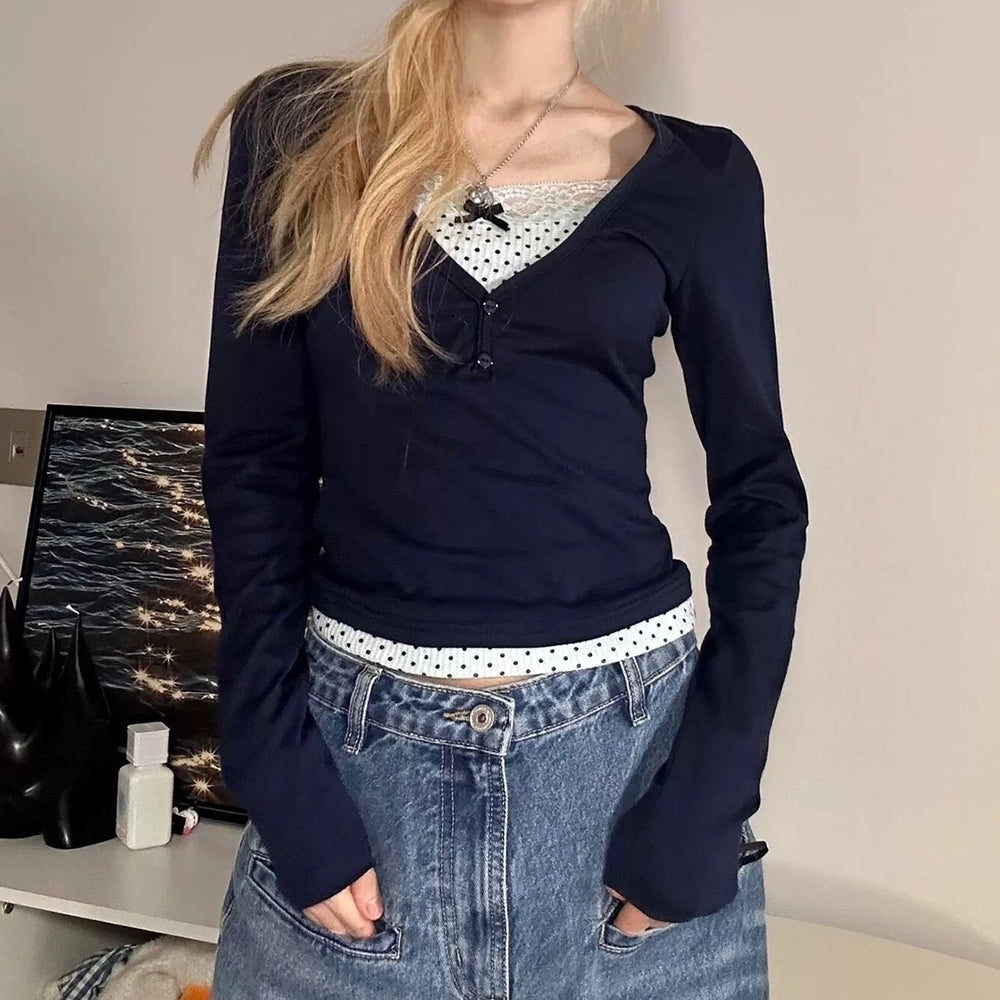 Coquette Girl Layered Long Sleeve Top
