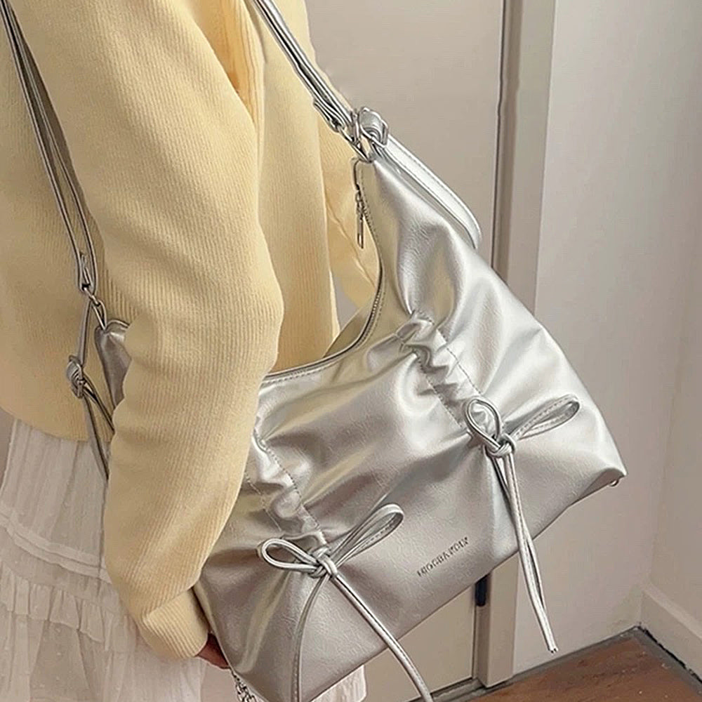 Coquette Ruched Bow Shoulder Bag