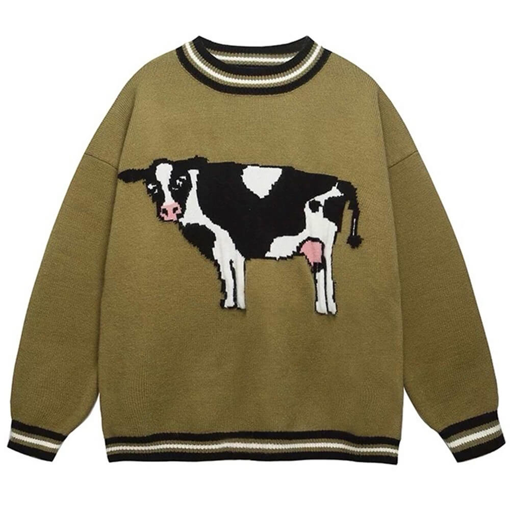 Cow Print Knit Sweater