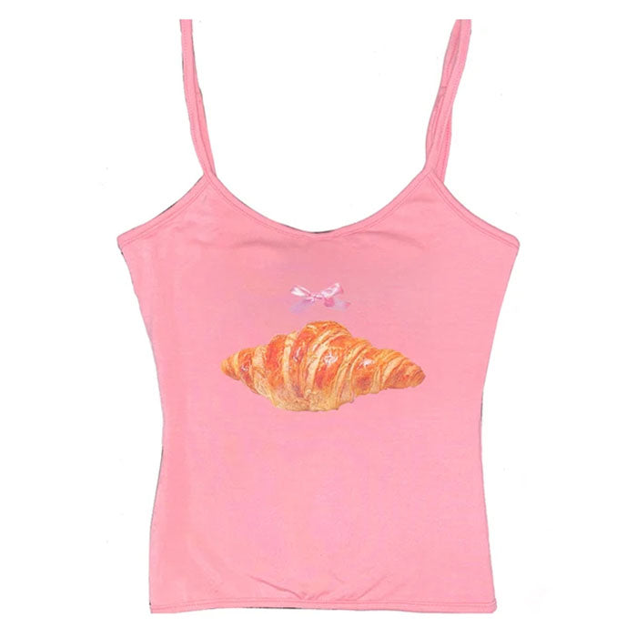 Croissant Print Y2K Tank Top
