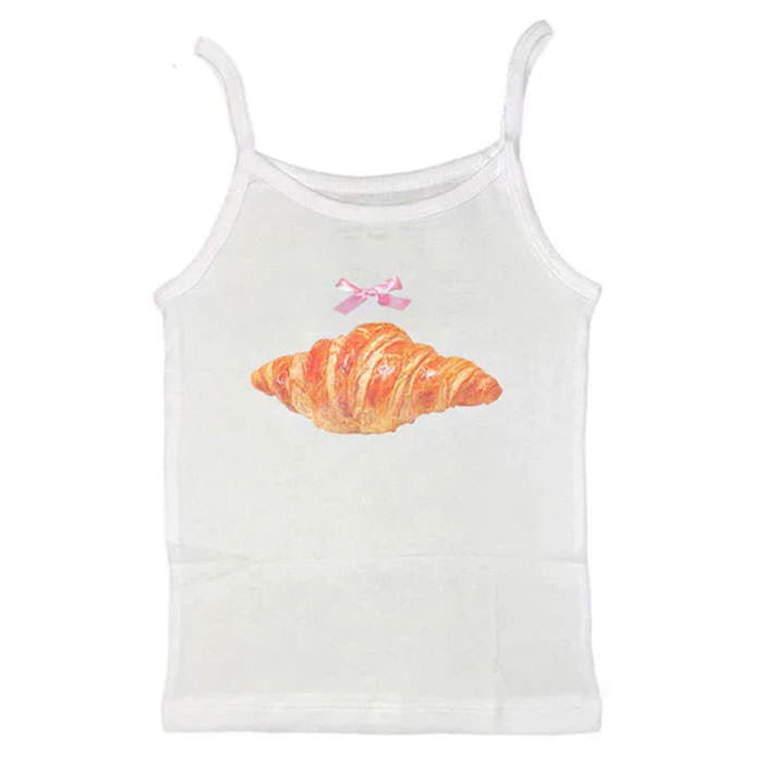 Croissant Print Y2K Tank Top