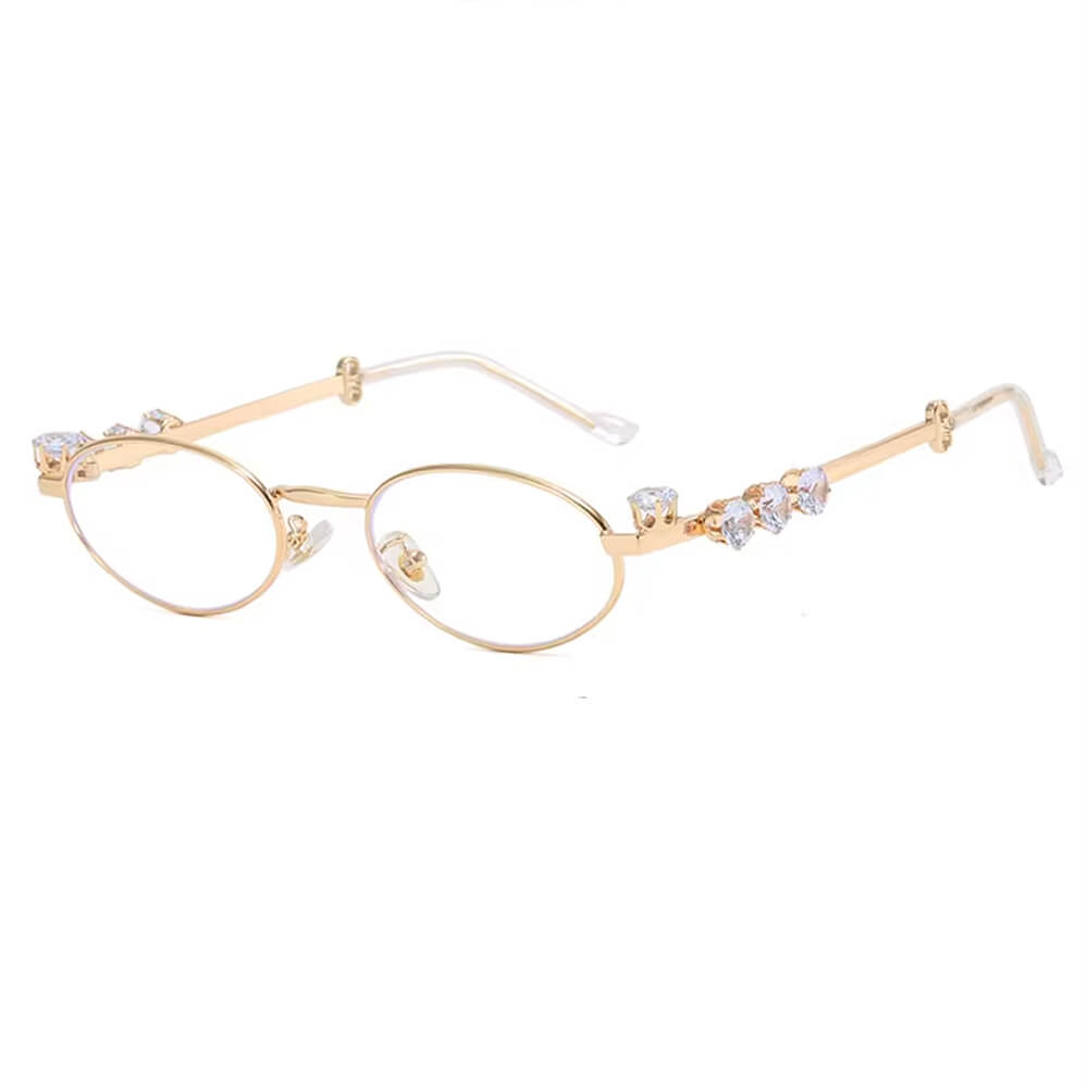 Crystal Metal Oval Sunglasses
