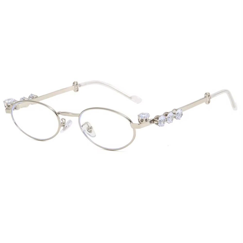 Crystal Metal Oval Sunglasses