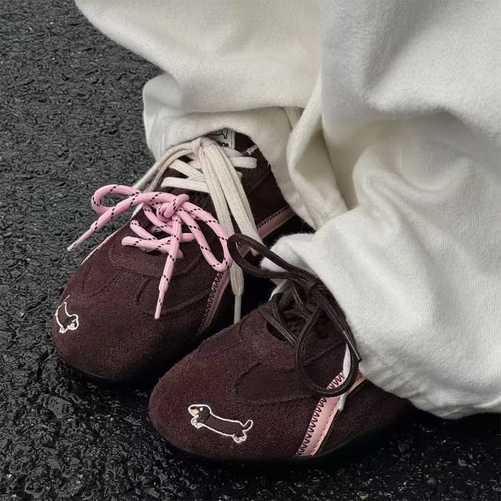 Cute Dachshund Embroidery Sneakers