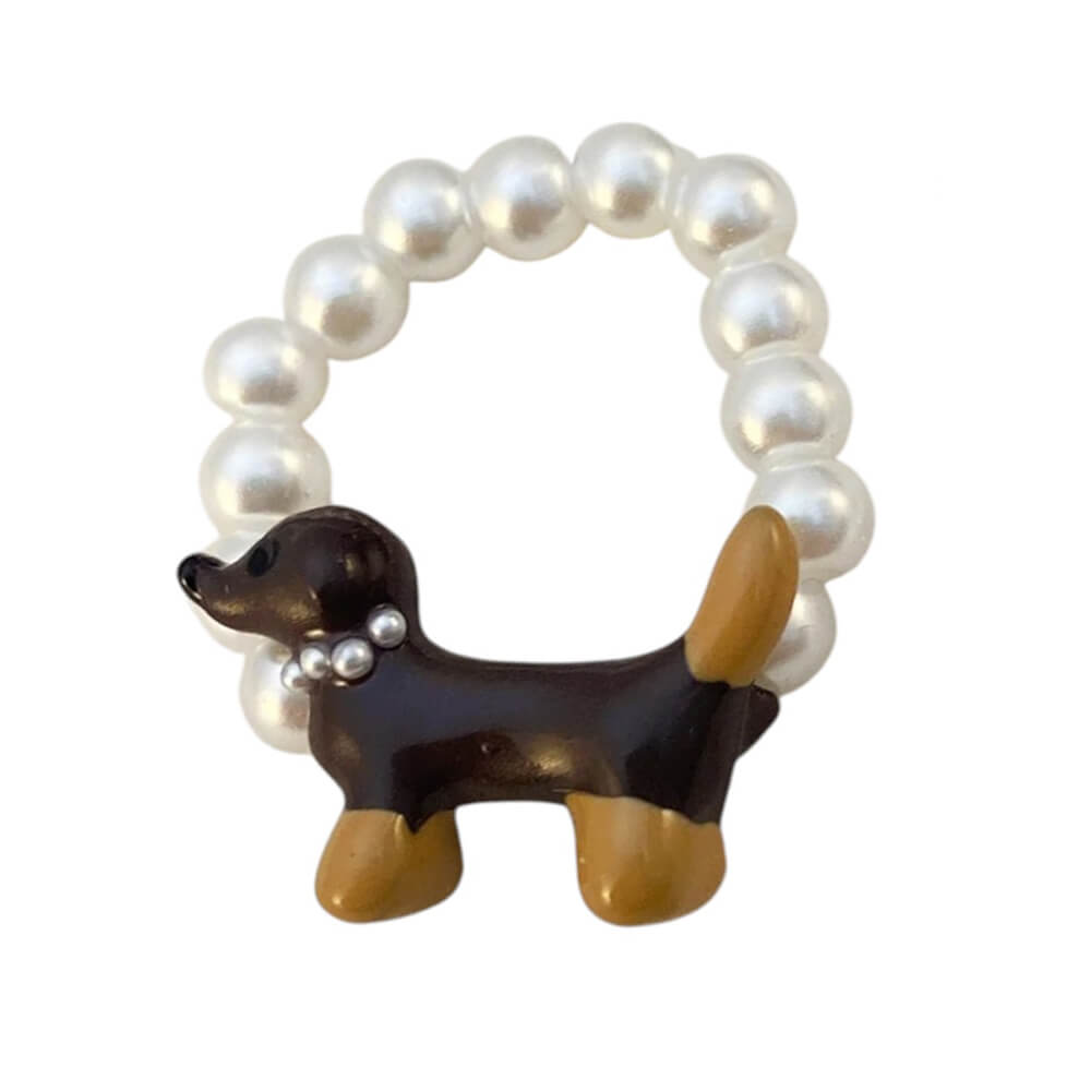 Cute Dachshund Pearl Ring