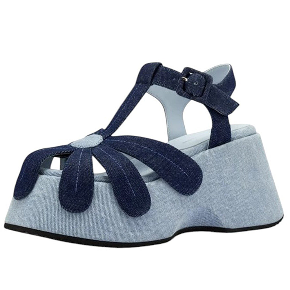 Daisy Denim Platform Sandals