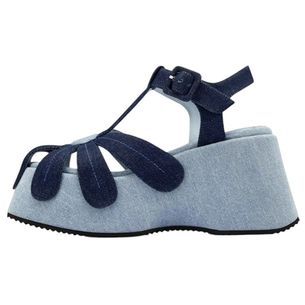 Daisy Denim Platform Sandals