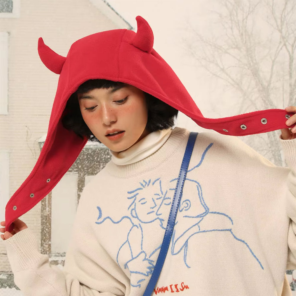Devil Horns Hood Hat