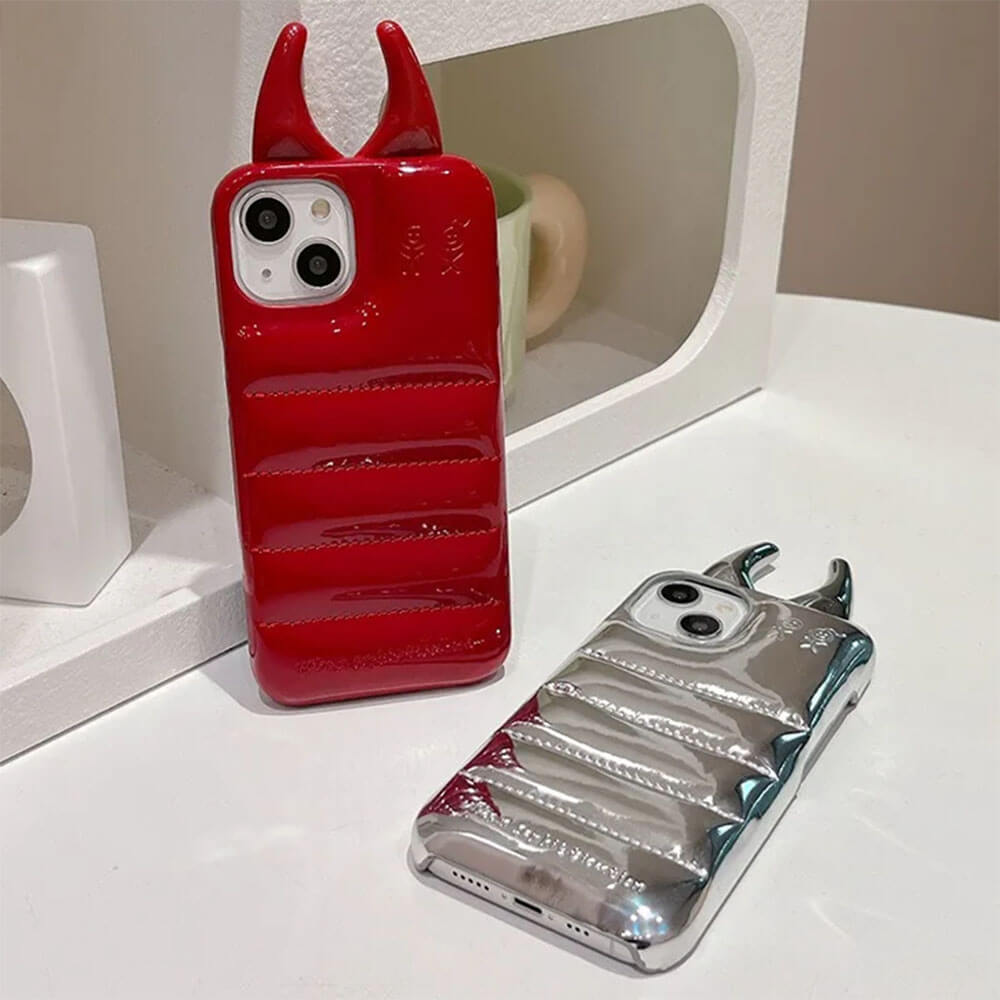 Devil Horns Puffer iPhone Case