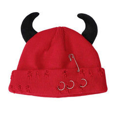 Devil Horns Knit Beanie Hat