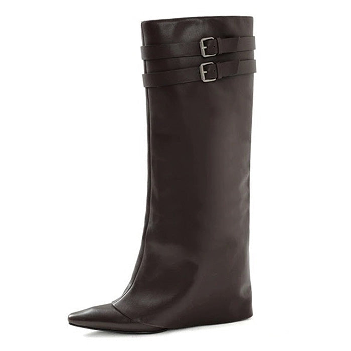 Catwalk Double Buckle Knee-High Boots
