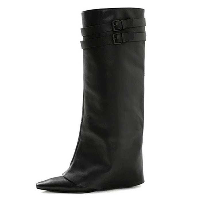 Catwalk Double Buckle Knee-High Boots