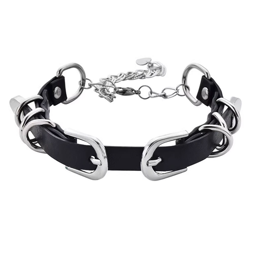Double Buckle Vegan Leather Choker