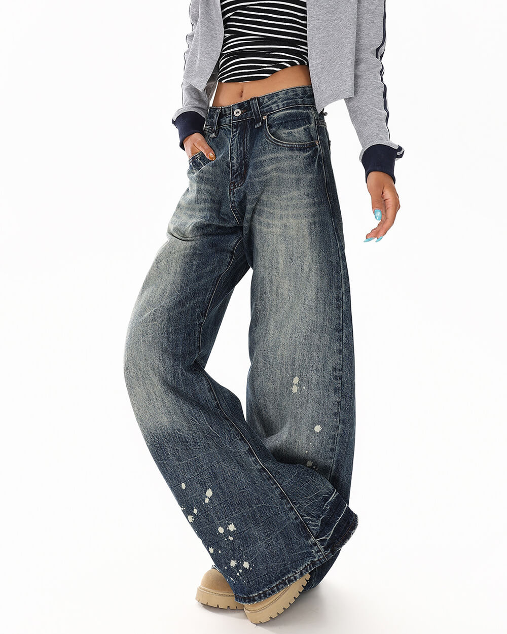 Downtown Girl Distressed Baggy Jeans