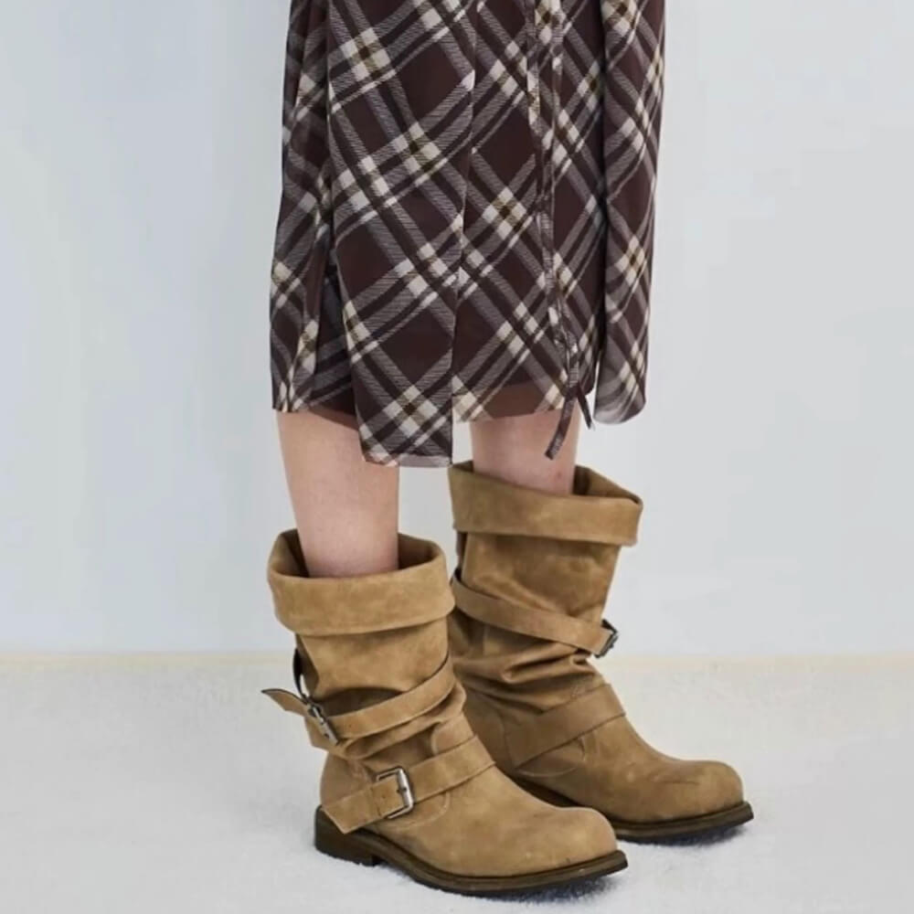 Dusty Road Mid-Calf Buckle Boots