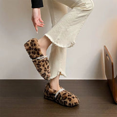 Faux Fur Leopard Slippers