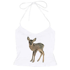 Fawn Print Y2K Halter Top