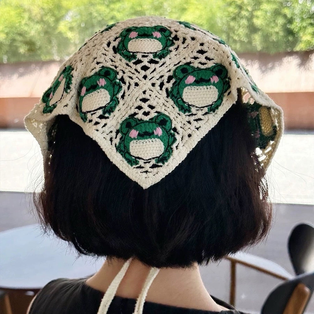 Frog Crochet Triangle Bandana