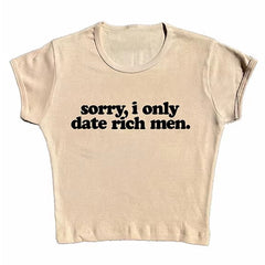 I Date Only Rich Men Y2K Crop Top
