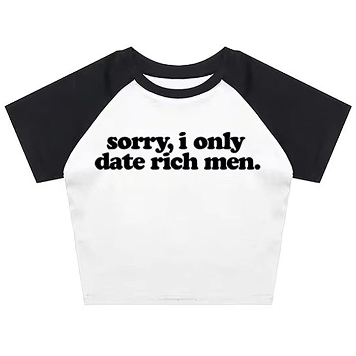 I Date Only Rich Men Y2K Crop Top