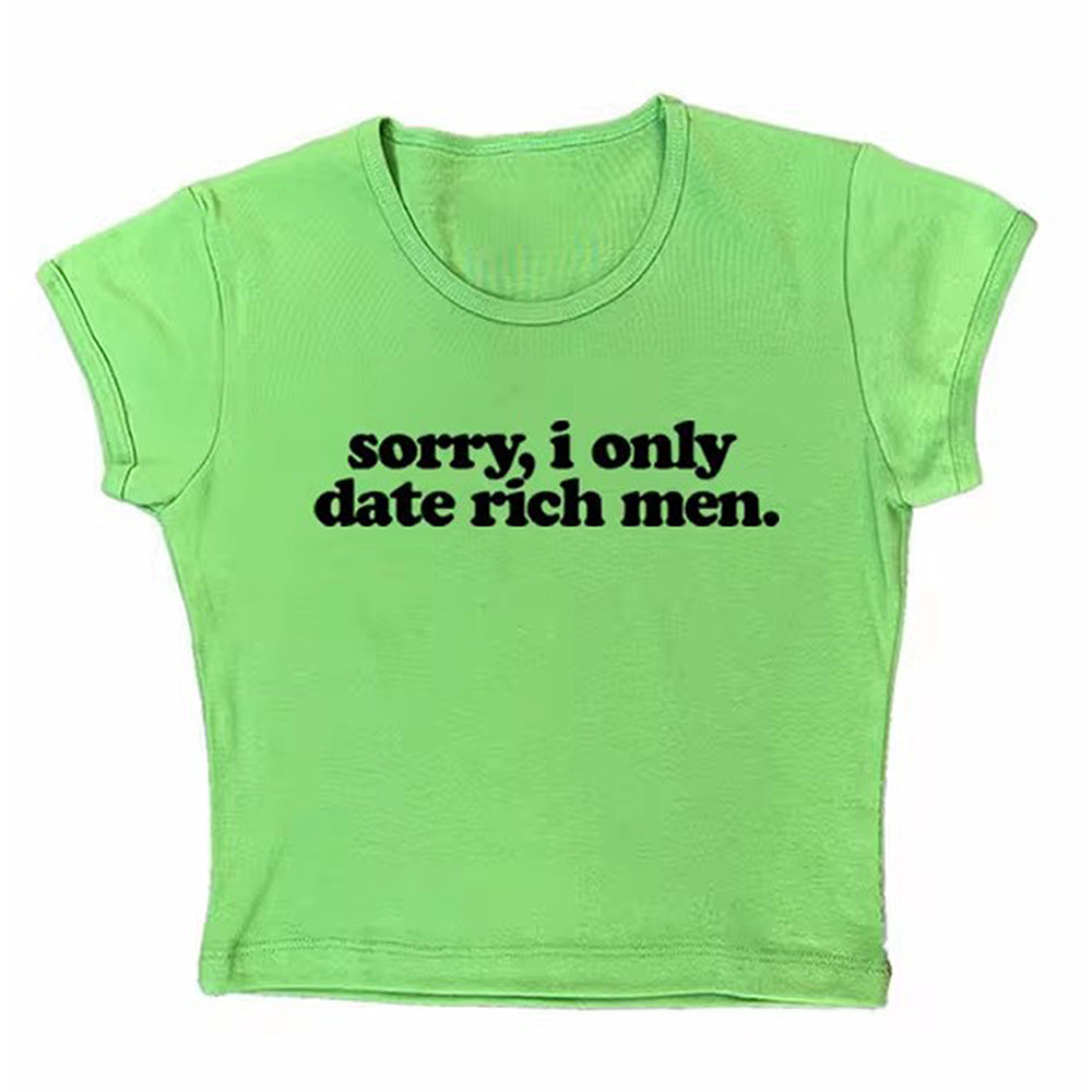 I Date Only Rich Men Y2K Crop Top