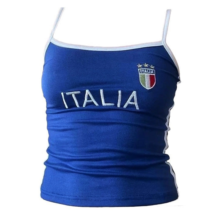 Italia Embroidery Y2K Tank Top