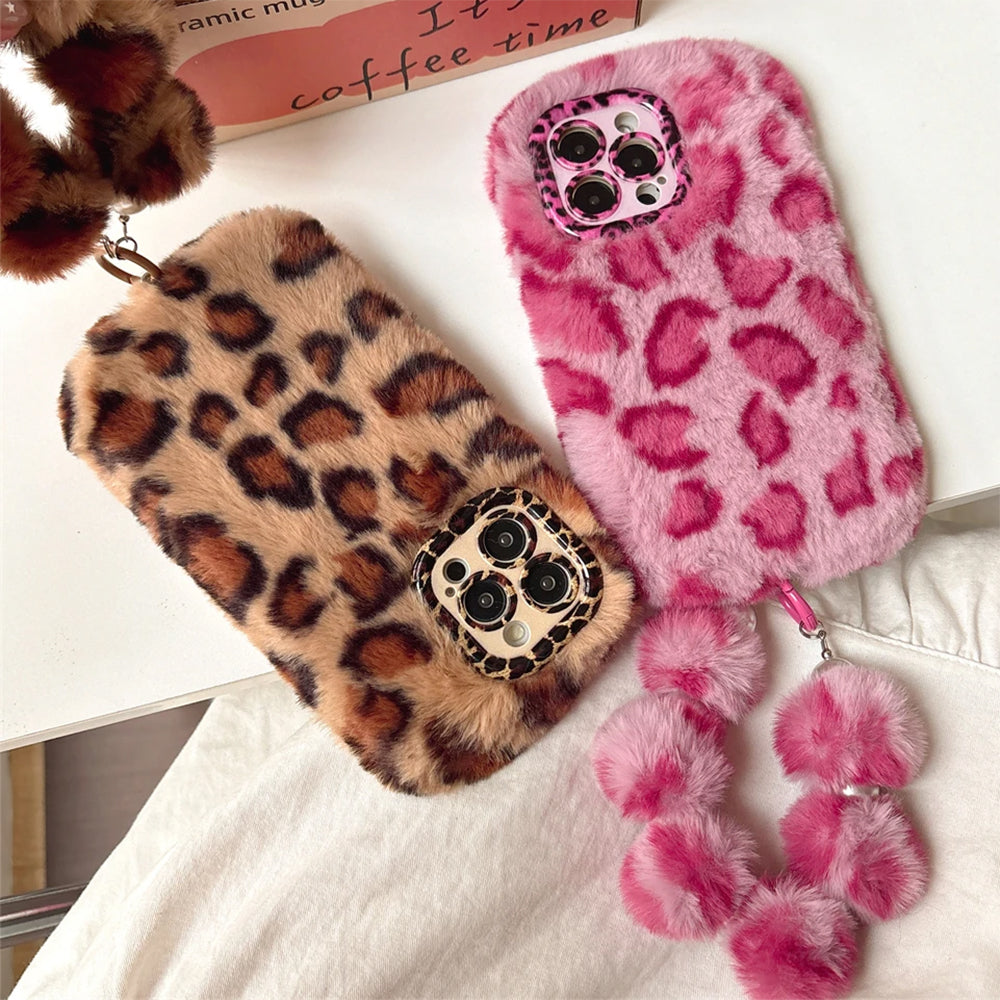 Y2K Leopard Fluffy iPhone Case