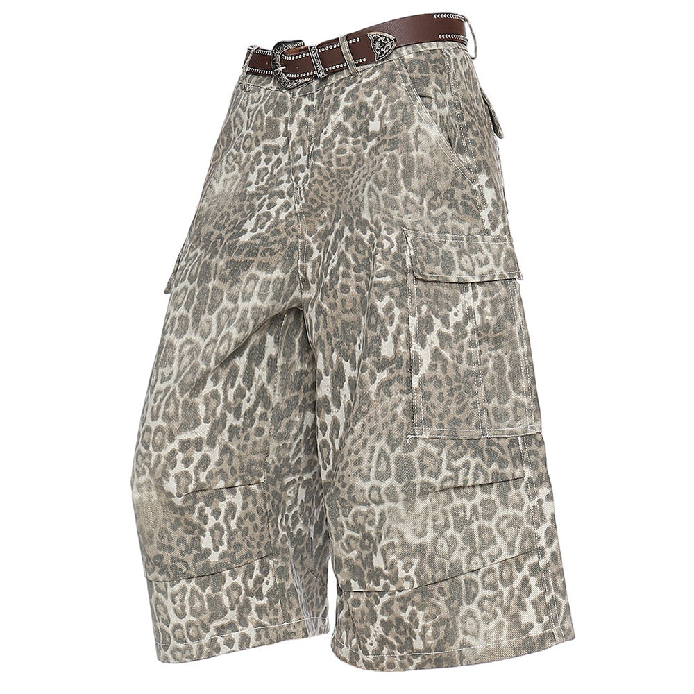 Animal Instincts Leopard Print Cargo Shorts
