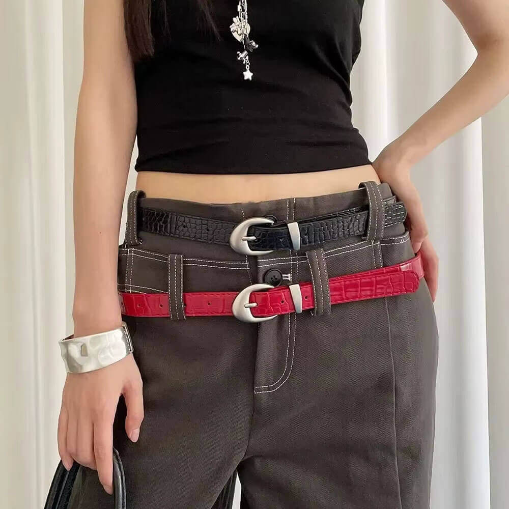 Minimalist Style Croc Pattern Belt