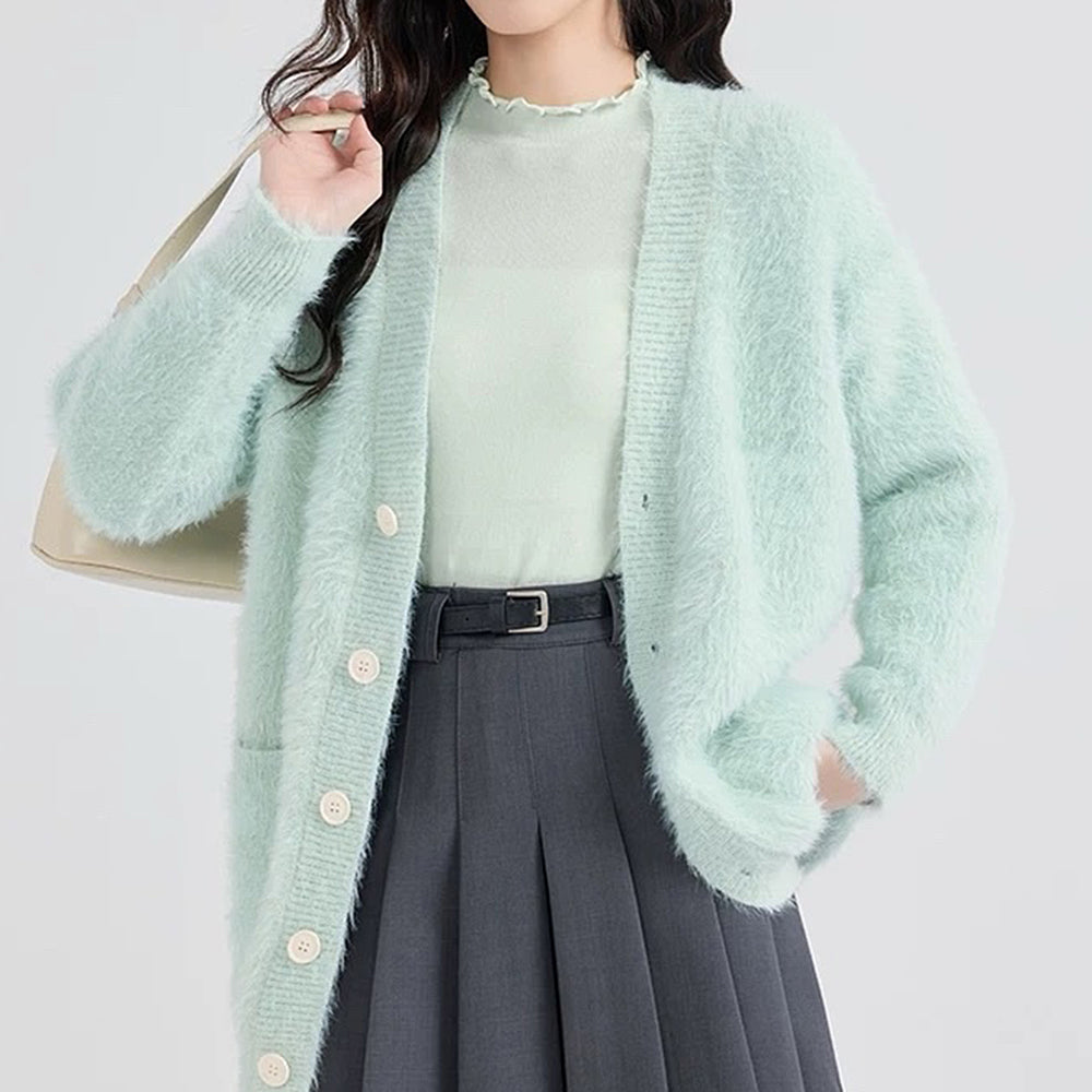Mint Green Fuzzy Cardigan