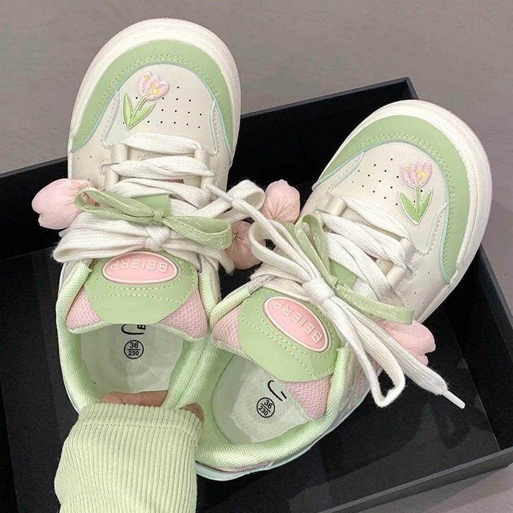 Mint Green Tulip Sneakers