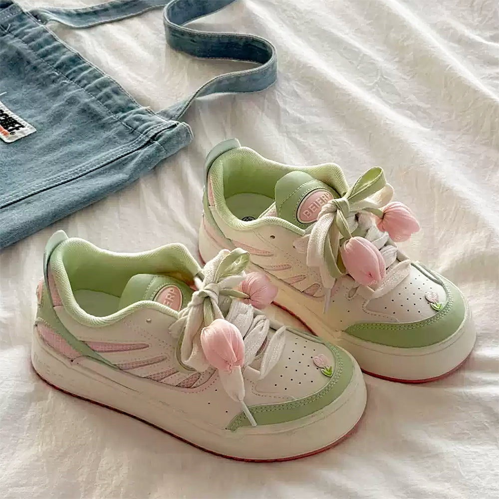 Mint Green Tulip Sneakers