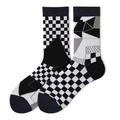 Monochrome Geometric Pattern Socks