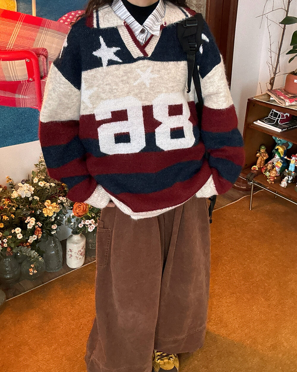 Oversized College Number Sweater
