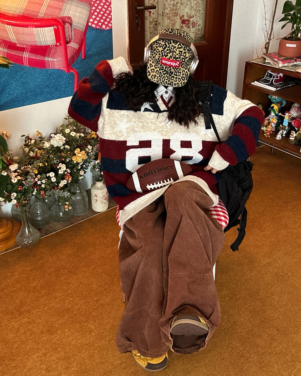 Oversized College Number Sweater
