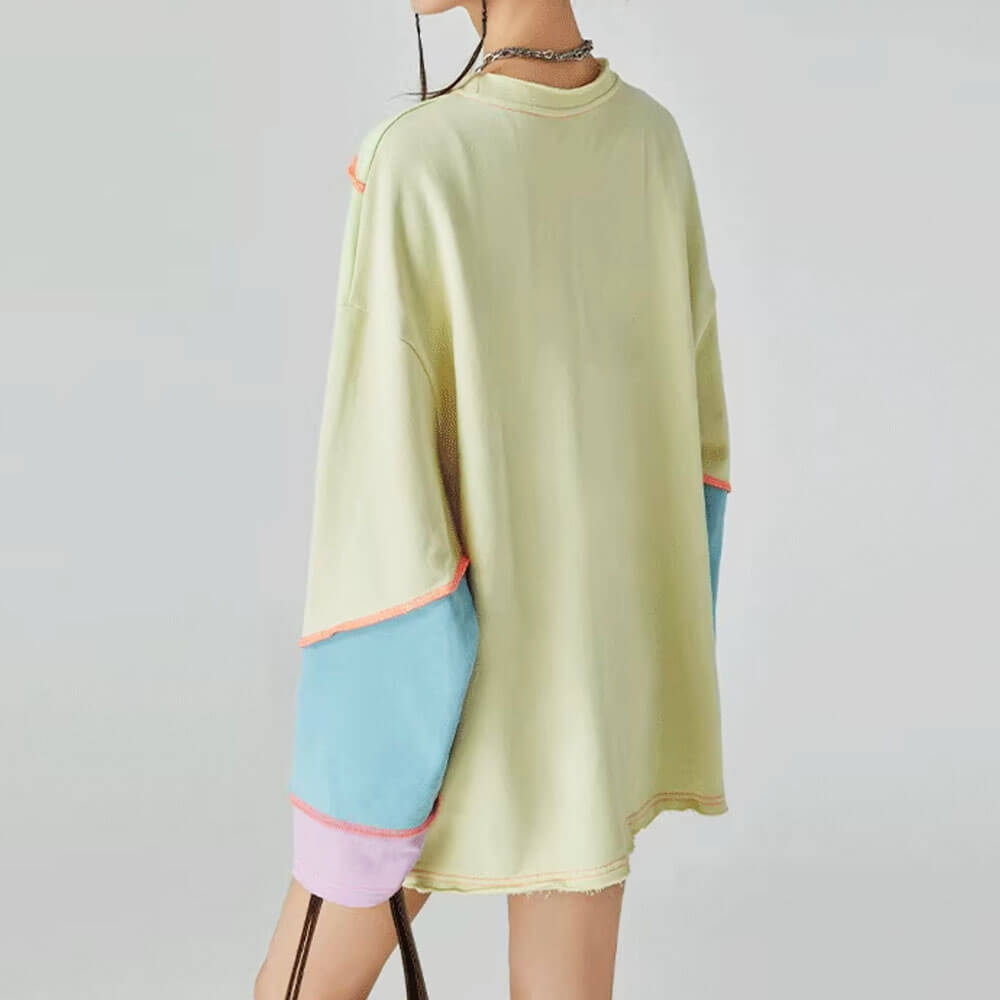 Pastel Patchwork Oversized Sweatshirt