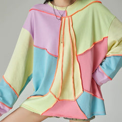Pastel Patchwork Oversized Sweatshirt