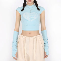 Pastel Soft Girl Tee with Arm Warmers