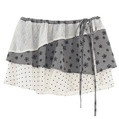 Patchwork Overlay Wrap Skirt Belt