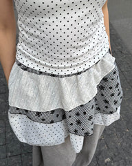 Patchwork Overlay Wrap Skirt Belt