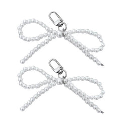 Pearl Beaded Bow Keychain
